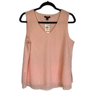 NWT Alfani Women's Medium Light Pink Orange Layered Sleeveless Blouse Dressy